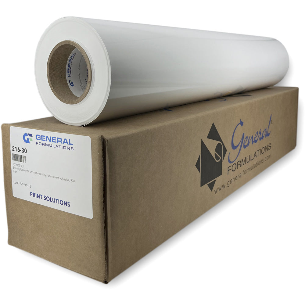 GF 216 - Gloss White Promotional Vinyl with Clear Permanent Adhesive