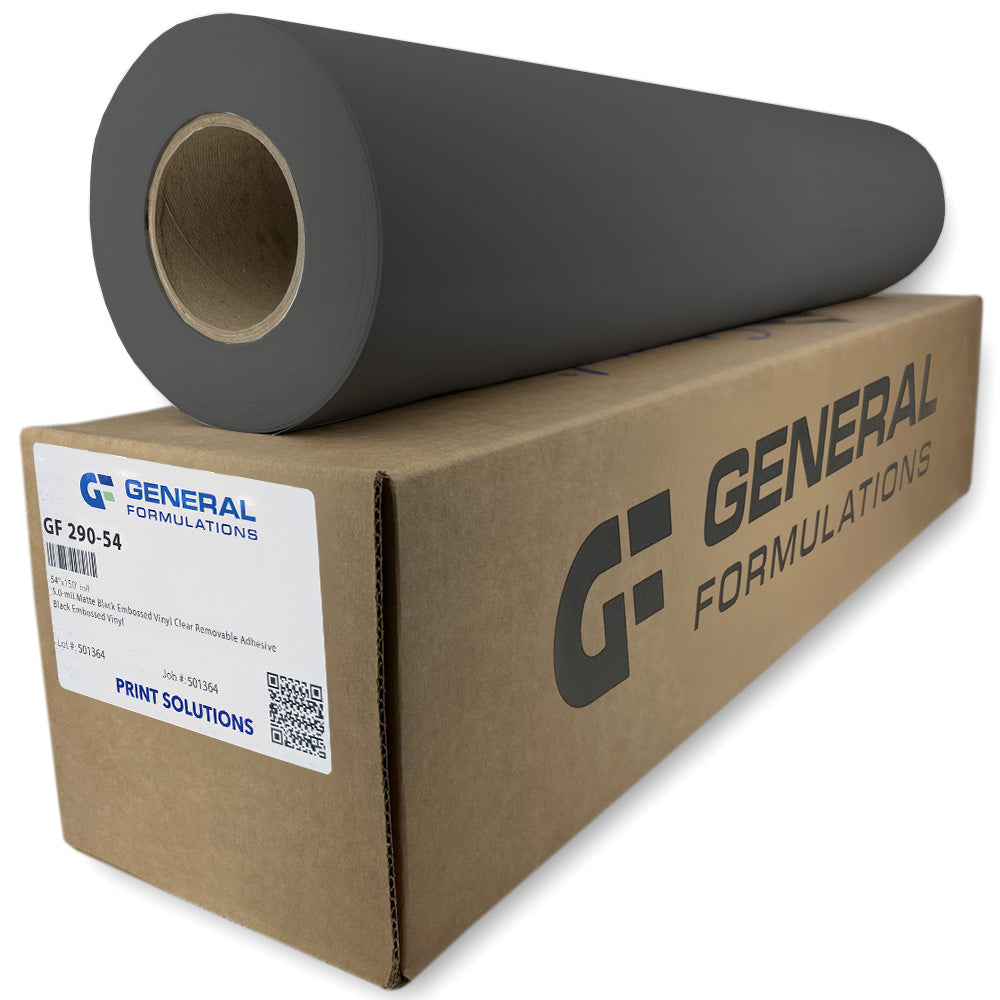 GF 290 - 5.0 Mil Matte Black Embossed Vinyl Clear Removable Adhesive