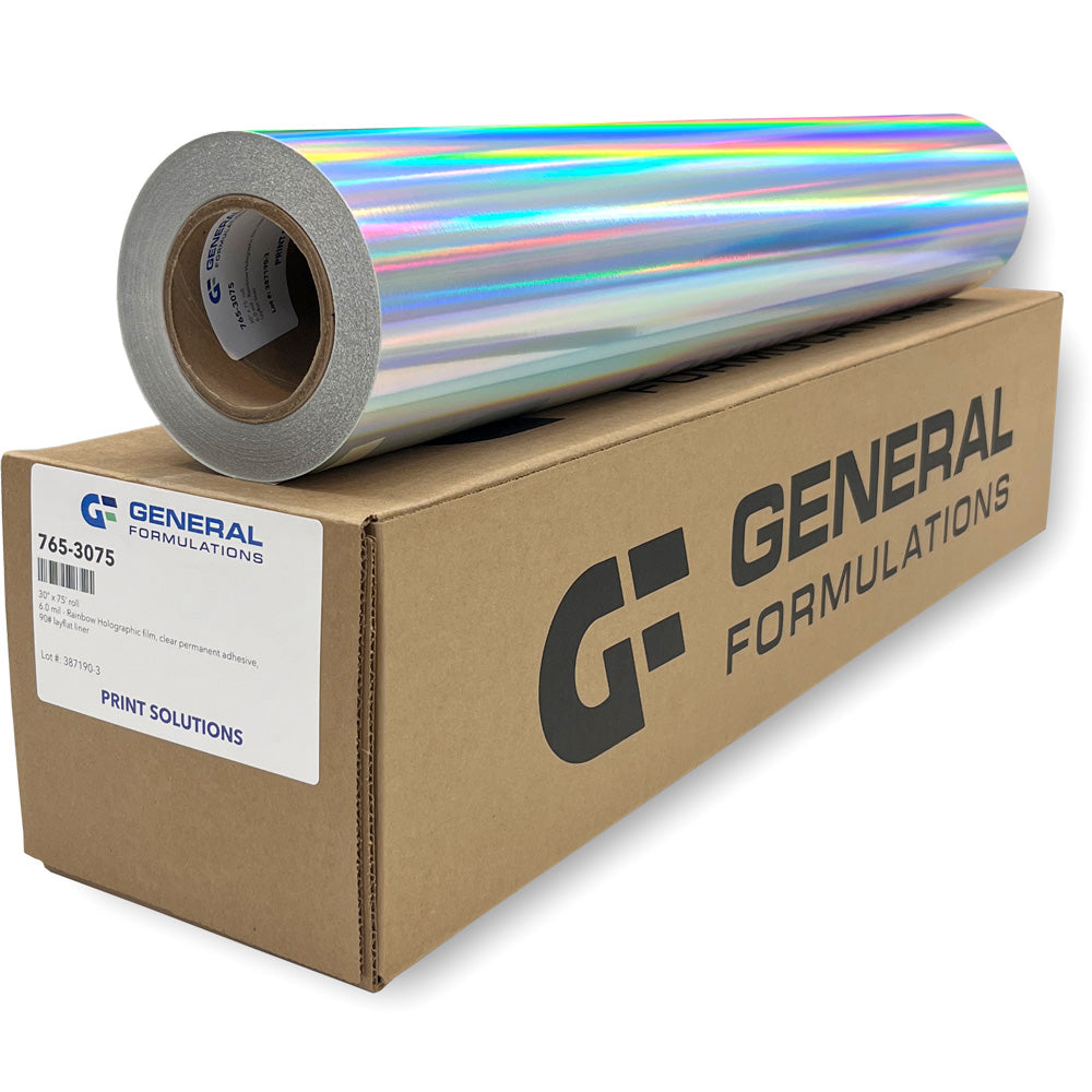 GF 765 - Rainbow Holographic Film with Clear Permanent Adhesive