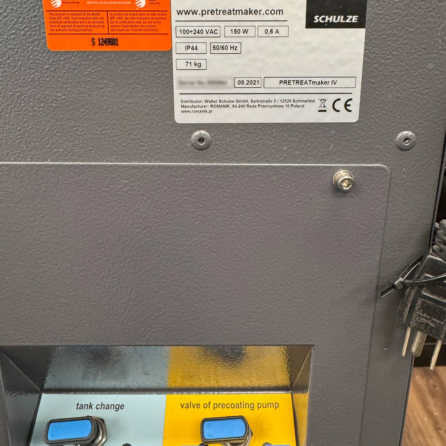 Schulze PRETREATmaker IV (Used Machine) 3