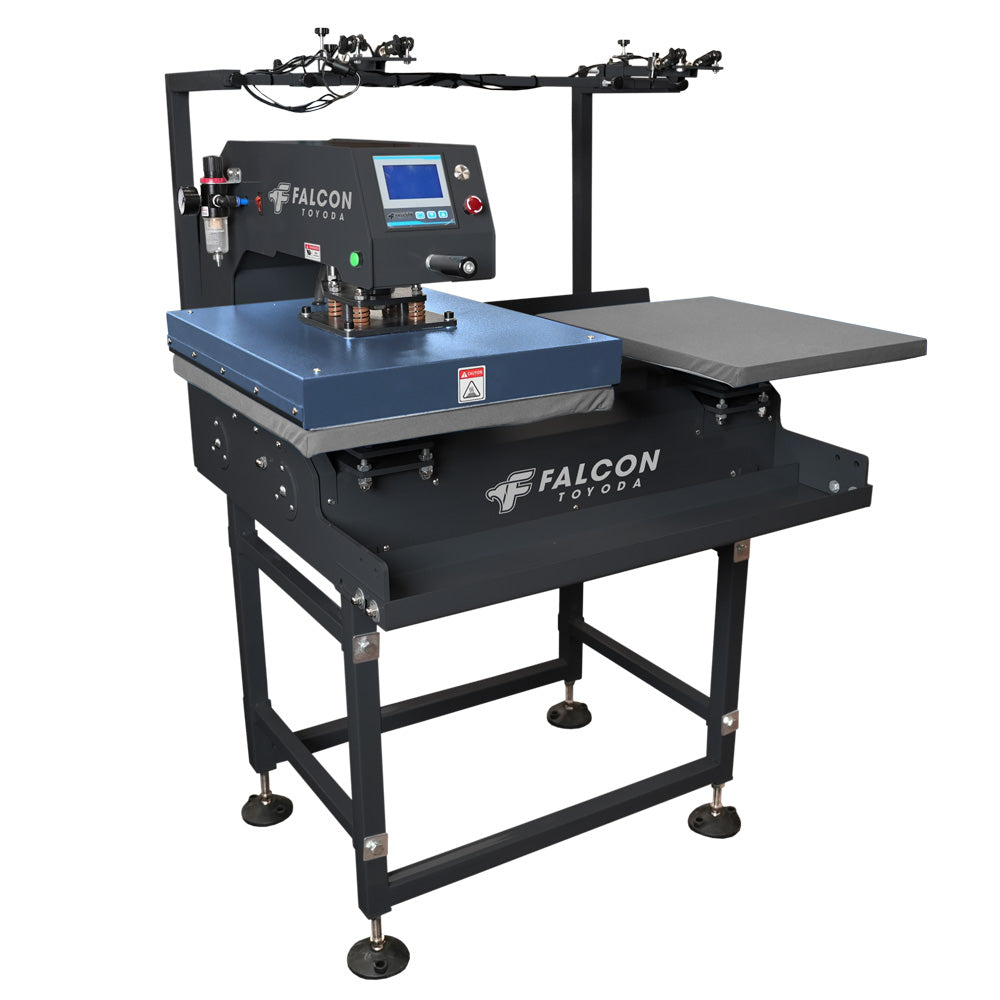 Toyoda Falcon Pneumatic Semi-Auto Dual 16” X 20” Heat Press With Lasers