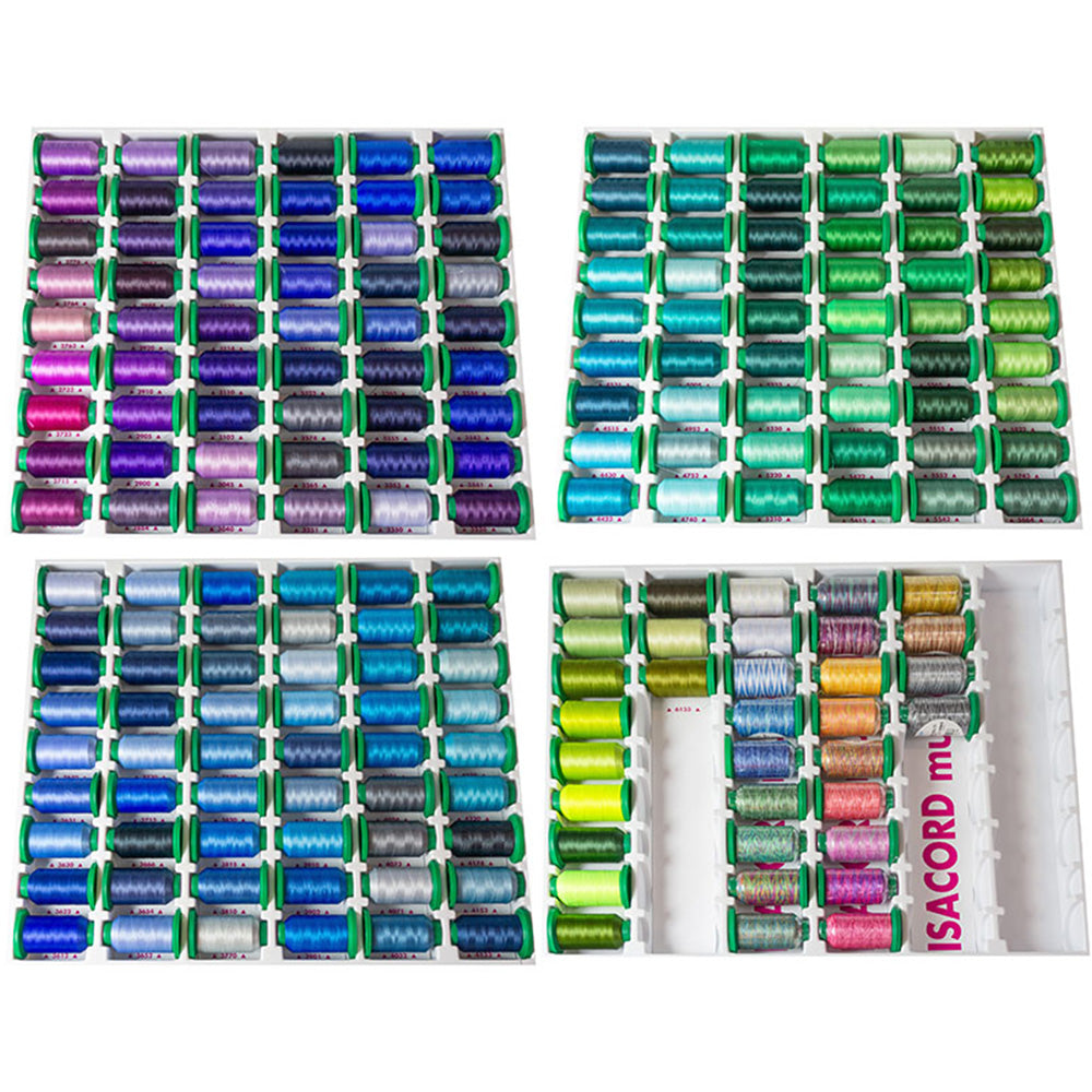 ISACORD 40 KS 1000M - Kit de fil à broder 100% polyester avec 412 couleurs