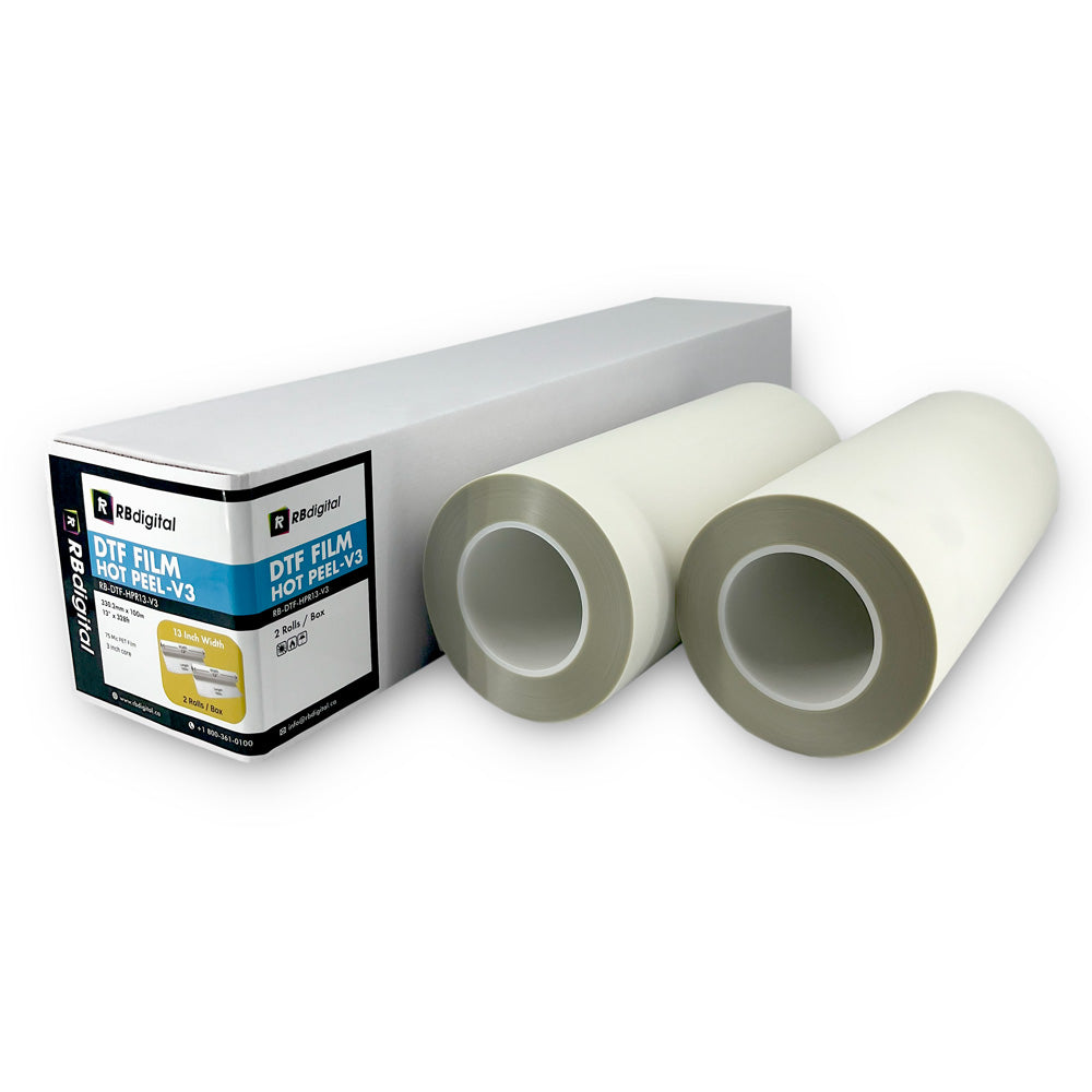 DTF Hot Peel Film V3 - Deux rouleaux (13" x 100m)