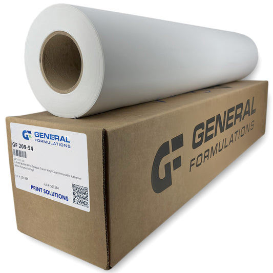 GF 209 - 3.5 Mil Matte White Opaque Transit Vinyl Clear Removable Adhesive