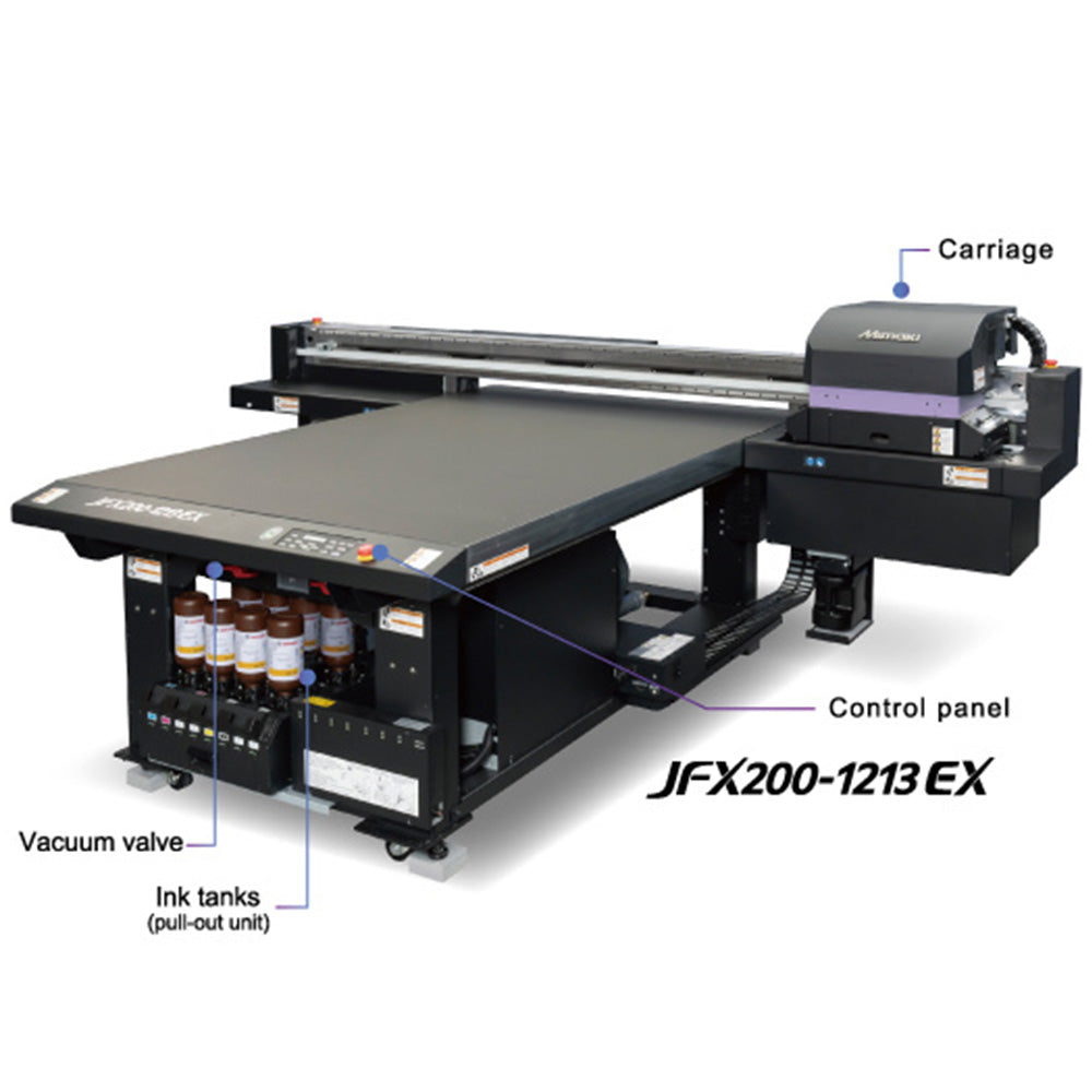 Mimaki JFX200-1213 EX Mid-Size UV Flatbed Inkjet Printer