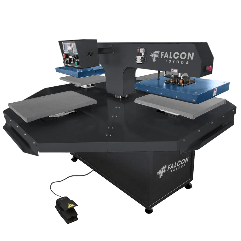 Toyoda Falcon Pneumatic Auto 16” X 20” Rotary Four Station/Two Head Heat Press