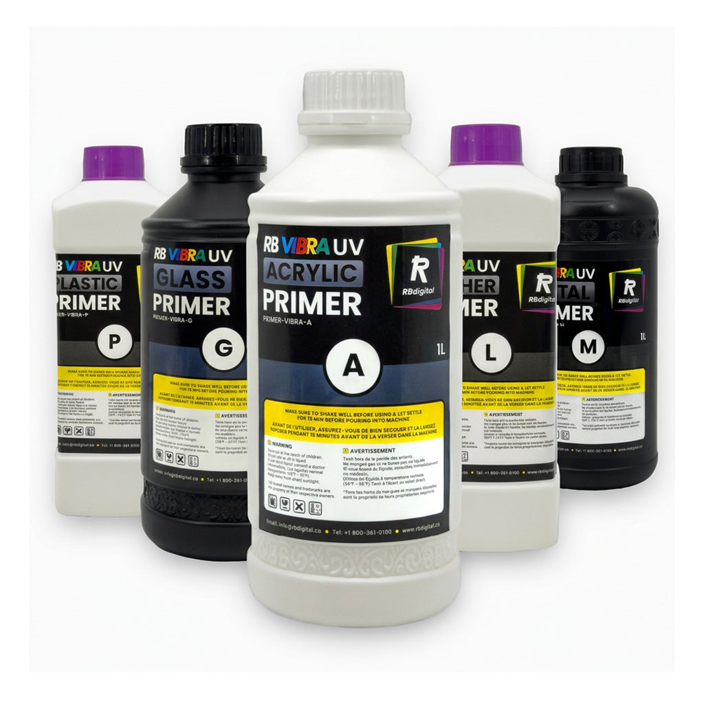 RB Vibra UV Printing Primer Bundle (Leather, Metal, Plastic, Acrylic, Glass)