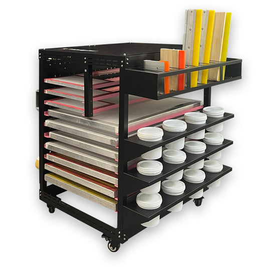 RB Digital Screen Printing Work Cart With Screen Rack