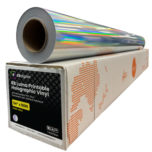 RB Luma 4mil Rainbow Holographic Printable Vinyl (Clear Permanent Adhesive, Air Egress)